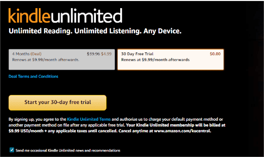 Iniciar prueba gratuita Kindle Unlimited