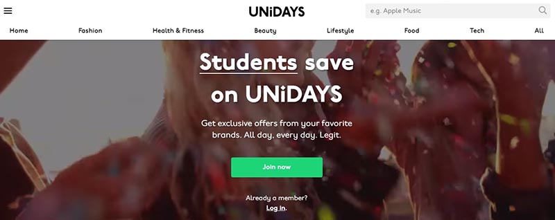 Crear una cuenta en UNiDAYS