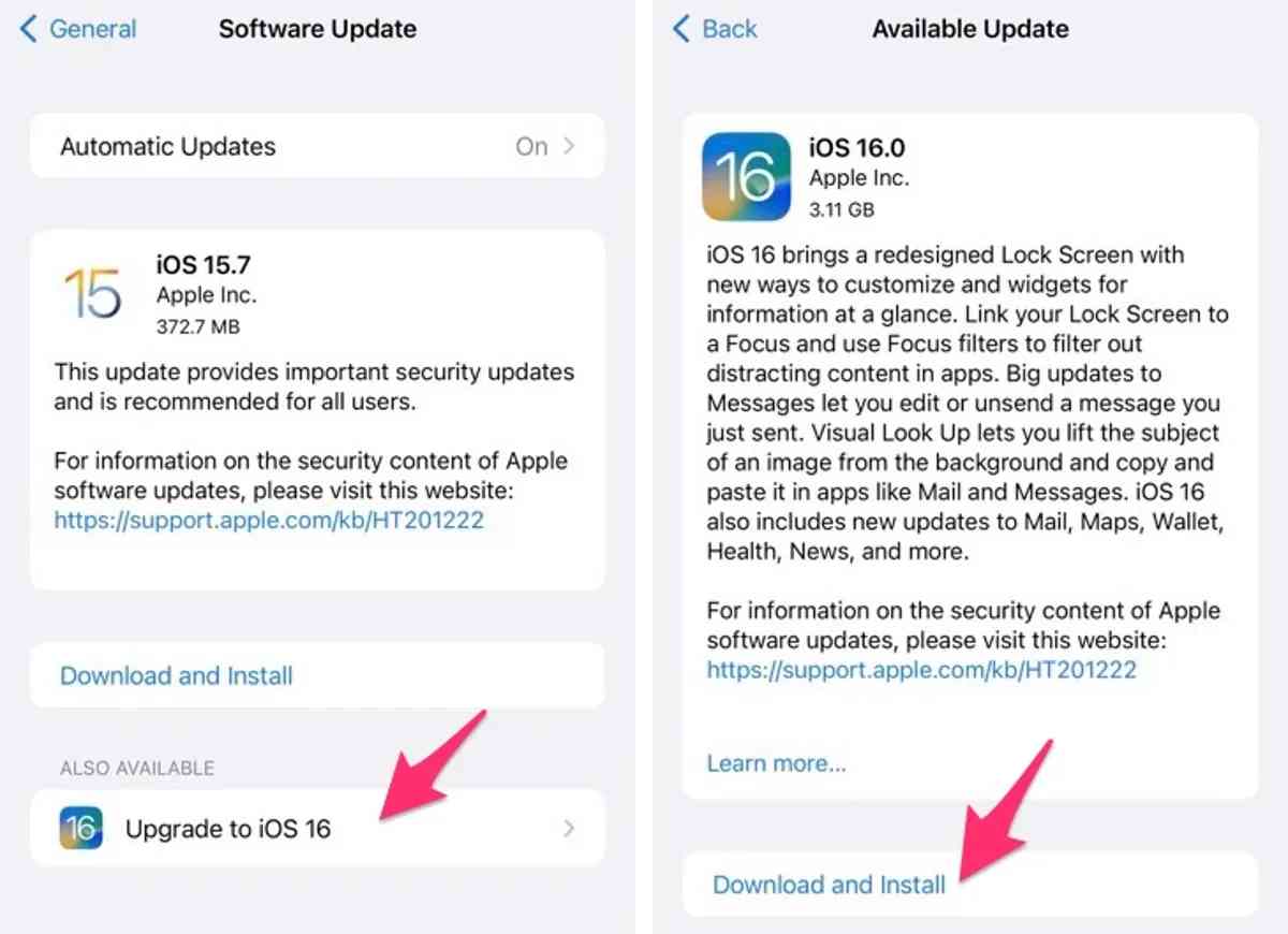 iOS 시스템 업데이트