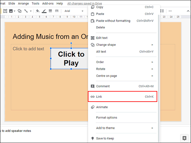 Ajouter Spotify Music à Google Slides via Spotify Link