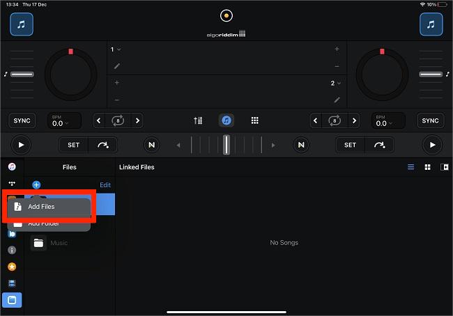 djay Pro Choose Add Files