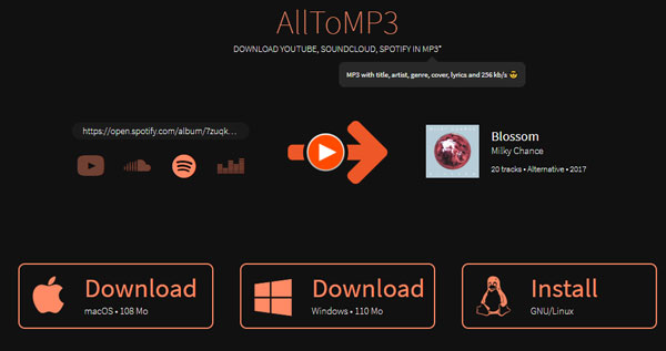 AllToMP3 Spotify 音楽ダウンローダー