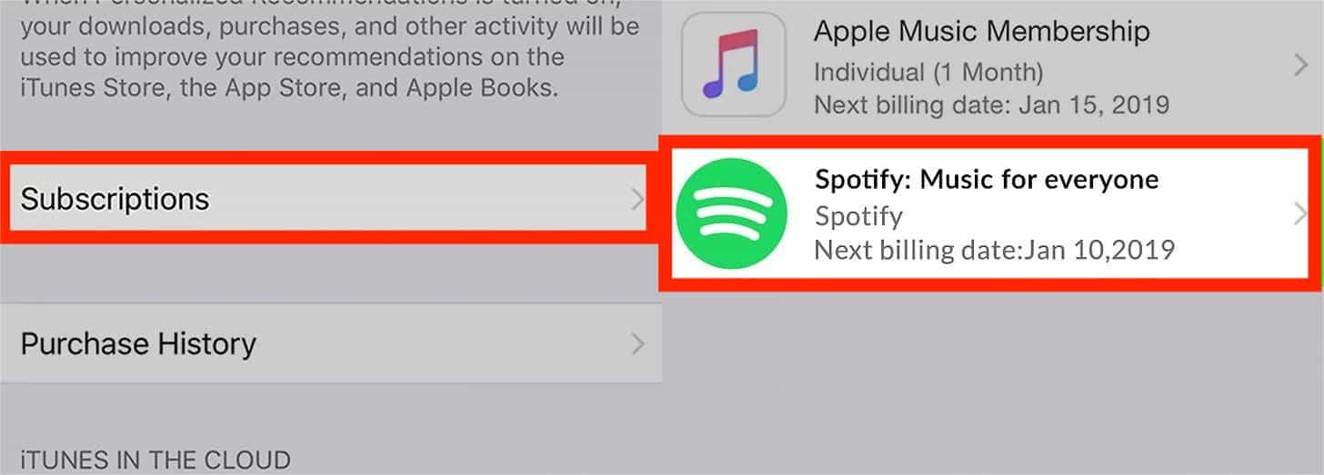 Отменить подписку Spotify на iPhone