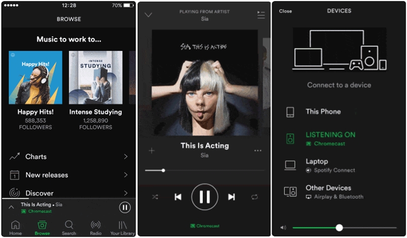 Google cast Spotify naar tv