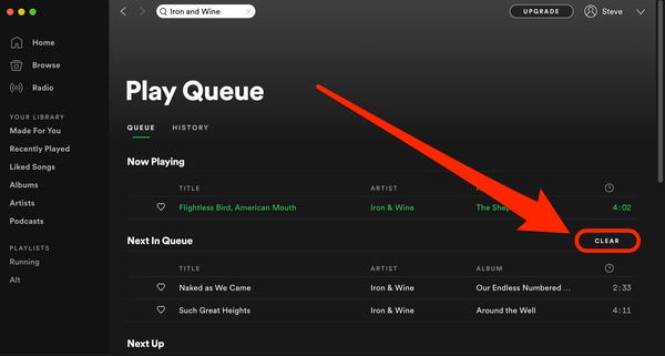 Effacer une file d'attente sur Spotify avec un ordinateur