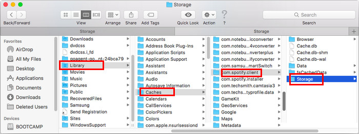 مسح ذاكرة التخزين المؤقت في إعدادات Spotify Mac
