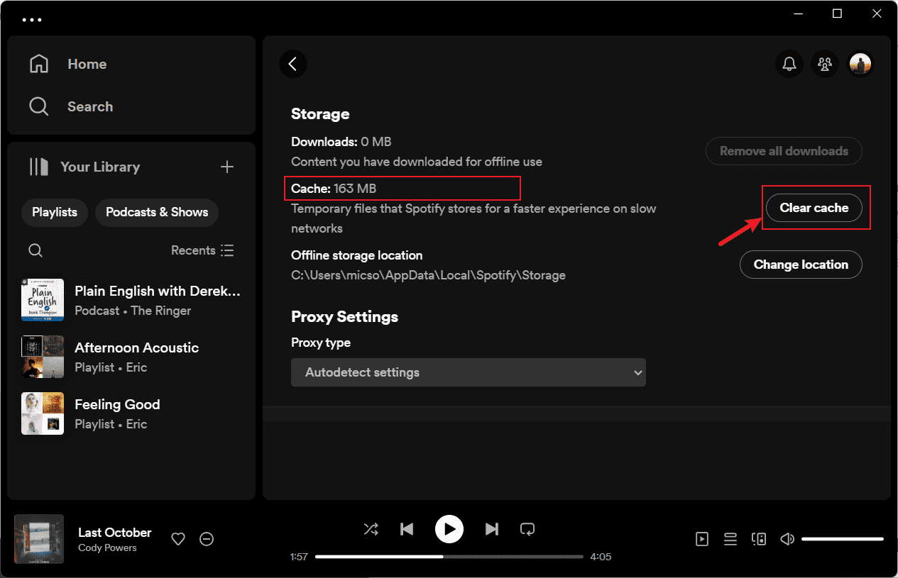 Borrar caché de Spotify en Windows