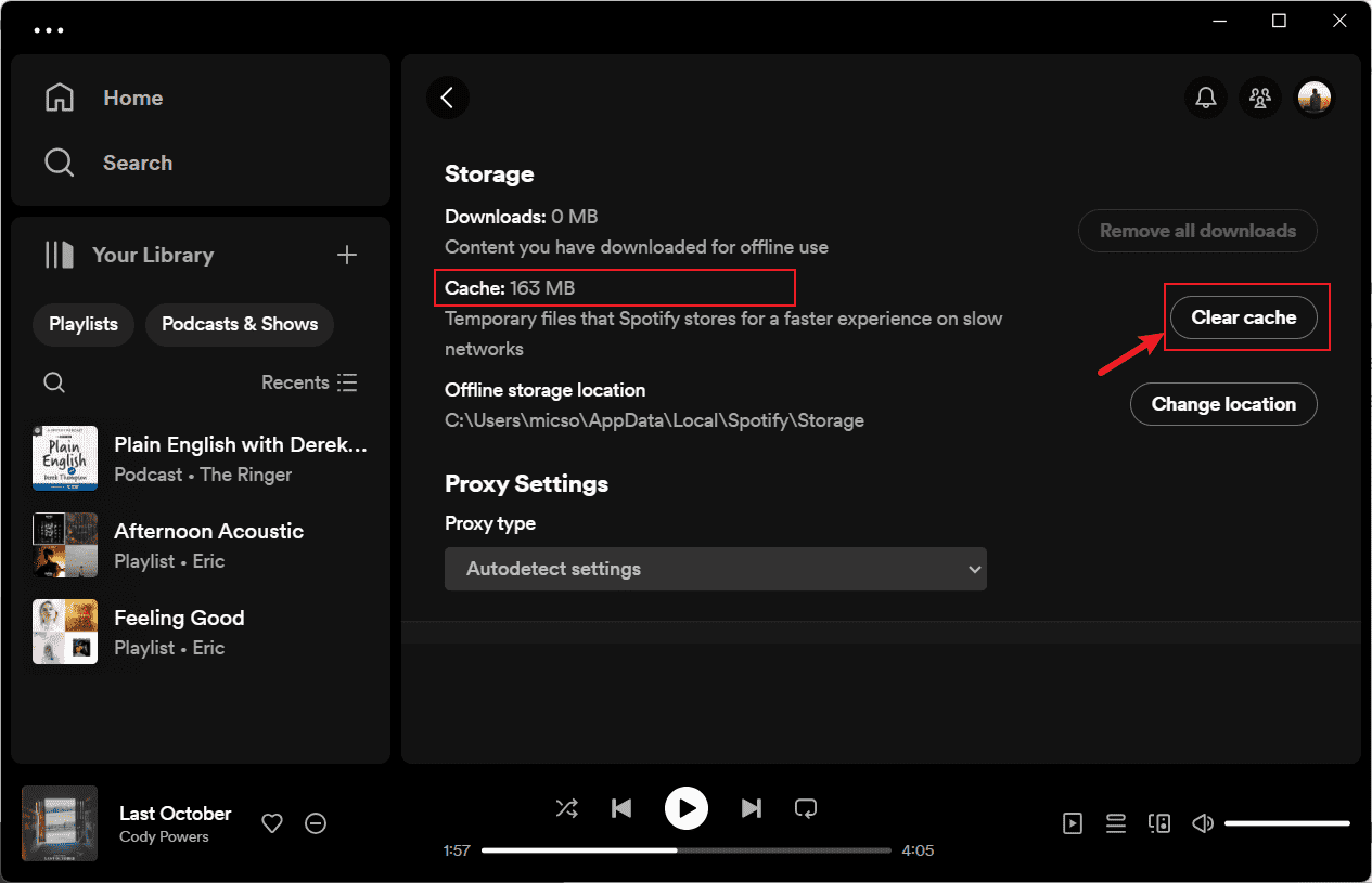 Clear Spotify Cache