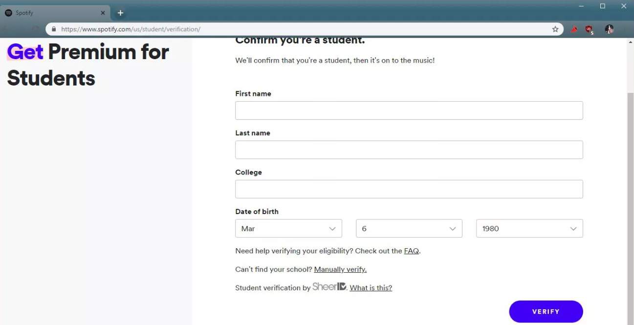 Verify Spotify Student Discount