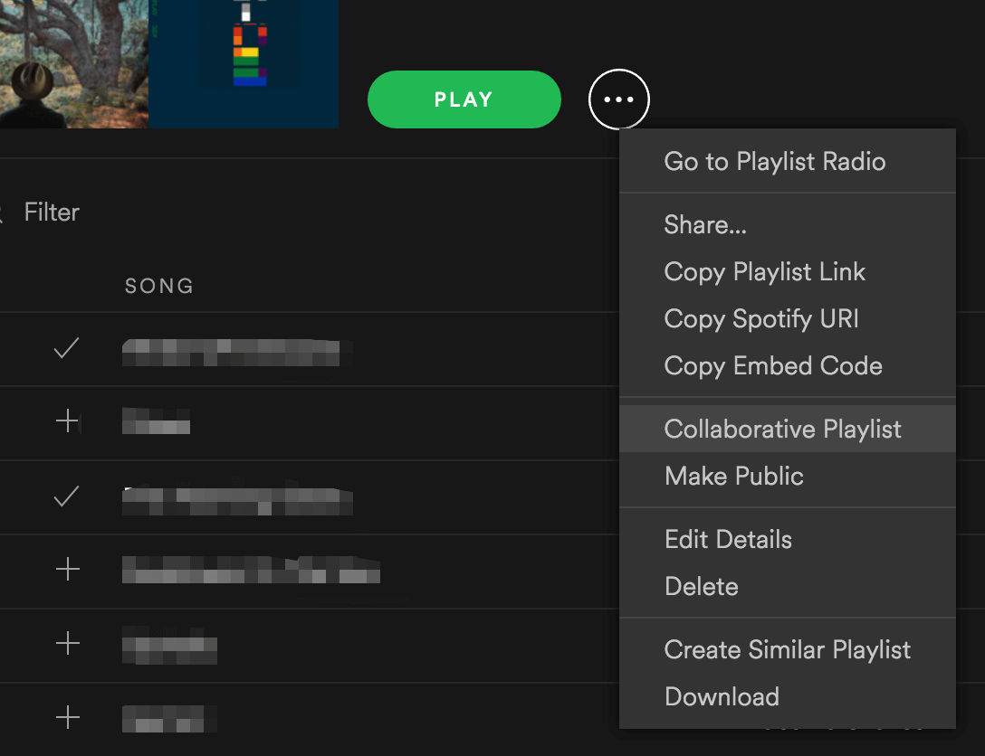 在桌面版 Spotify 上将某人添加到协作播放列表
