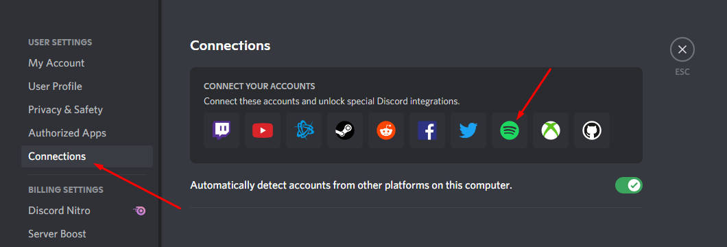 Verbind Spotify met Discord op desktop