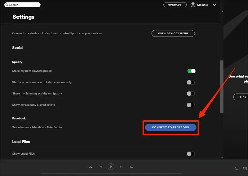 Collega Spotify a Facebook su un computer