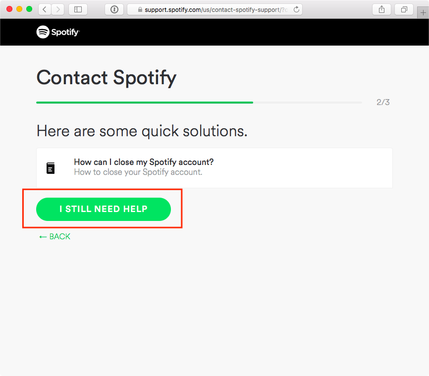 Neem contact op met Spotify Ik heb nog steeds hulp nodig