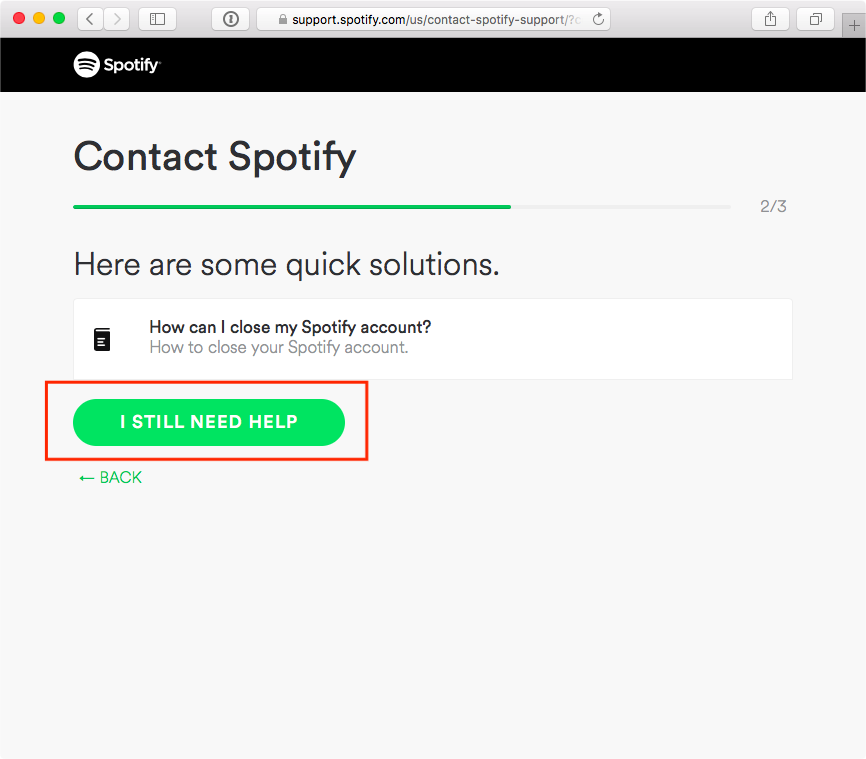 Contatta Spotify Ho ancora bisogno di aiuto