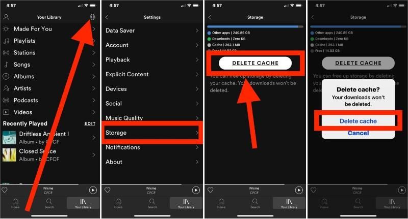 Clear Cache Spotify On iPhone