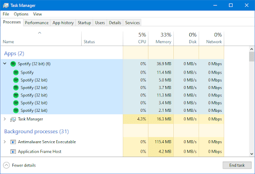 Elimina i processi duplicati dell'app