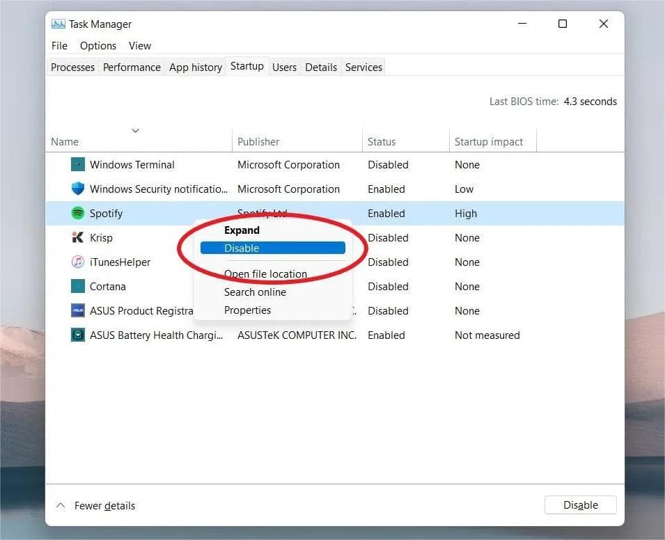 Deaktivieren Sie den Spotify-Start im Windows Task-Manager