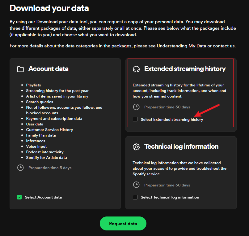 Télécharger l'historique d'écoute Spotify