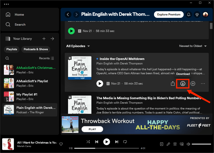 Descargar podcasts de Spotify en la aplicación