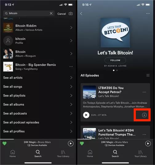 Scarica i podcast di Spotify sul cellulare