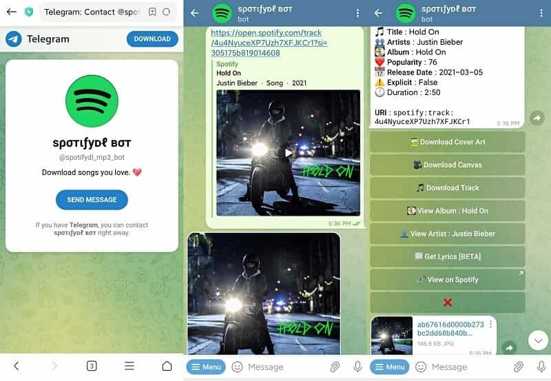 قم بتنزيل Spotify Music عبر Telegram