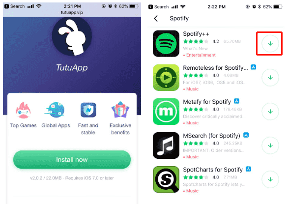 Laden Sie Spotify Plus von Tutuapp herunter