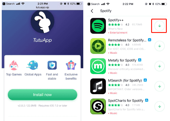 从 Tutuapp 下载 Spotify Plus