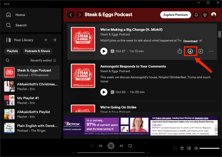 Téléchargez des podcasts Spotify sous Windows