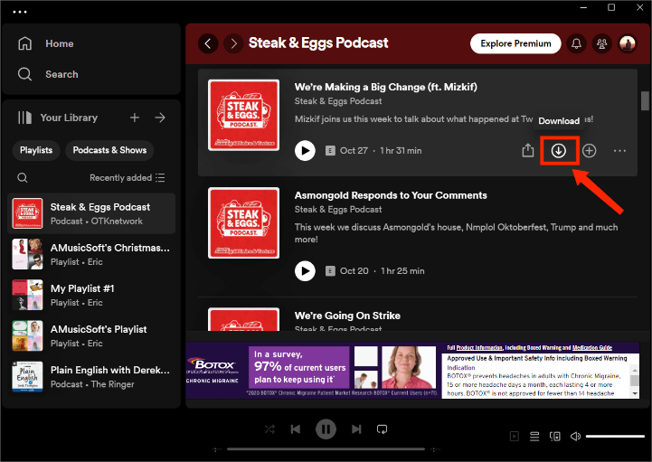 Download Spotify-podcasts op Windows