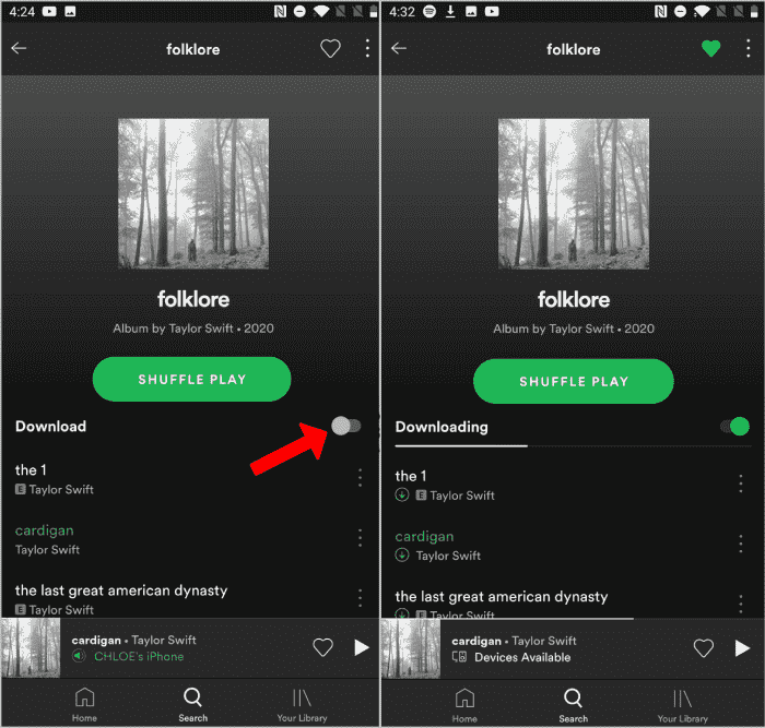 Spotify-afspeellijst op telefoon downloaden