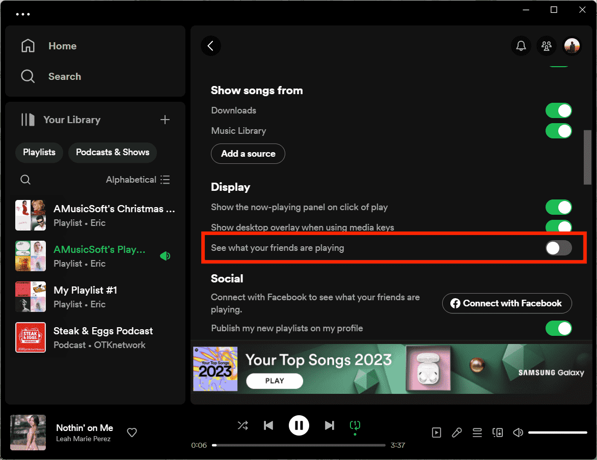 Schakel vriendenactiviteit op Spotify in