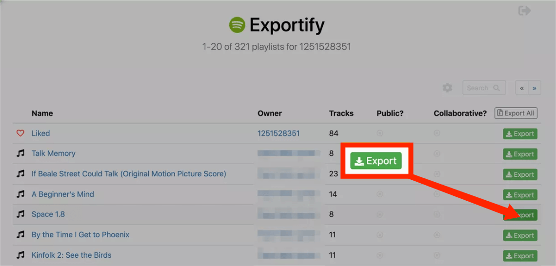 Klik op de knop Exporteren