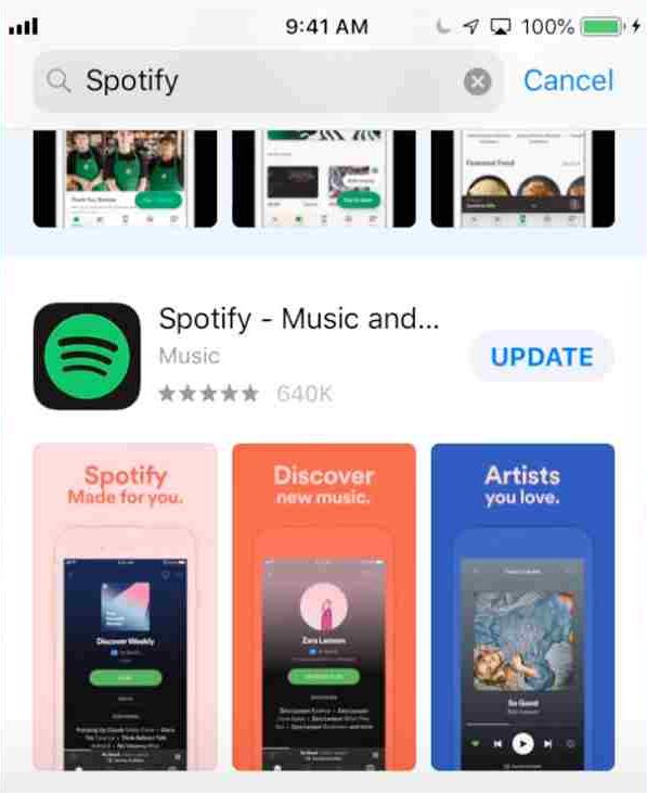 Aktualisieren Sie die Spotify-App