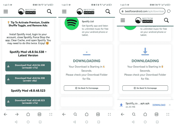 APK della modalità Spotify Premium