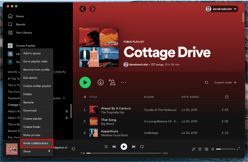 Faça uma lista de reprodução colaborativa do Spotify