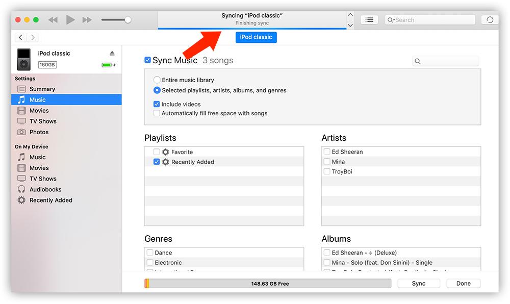 أضف موسيقى Spotify على iPod Classic