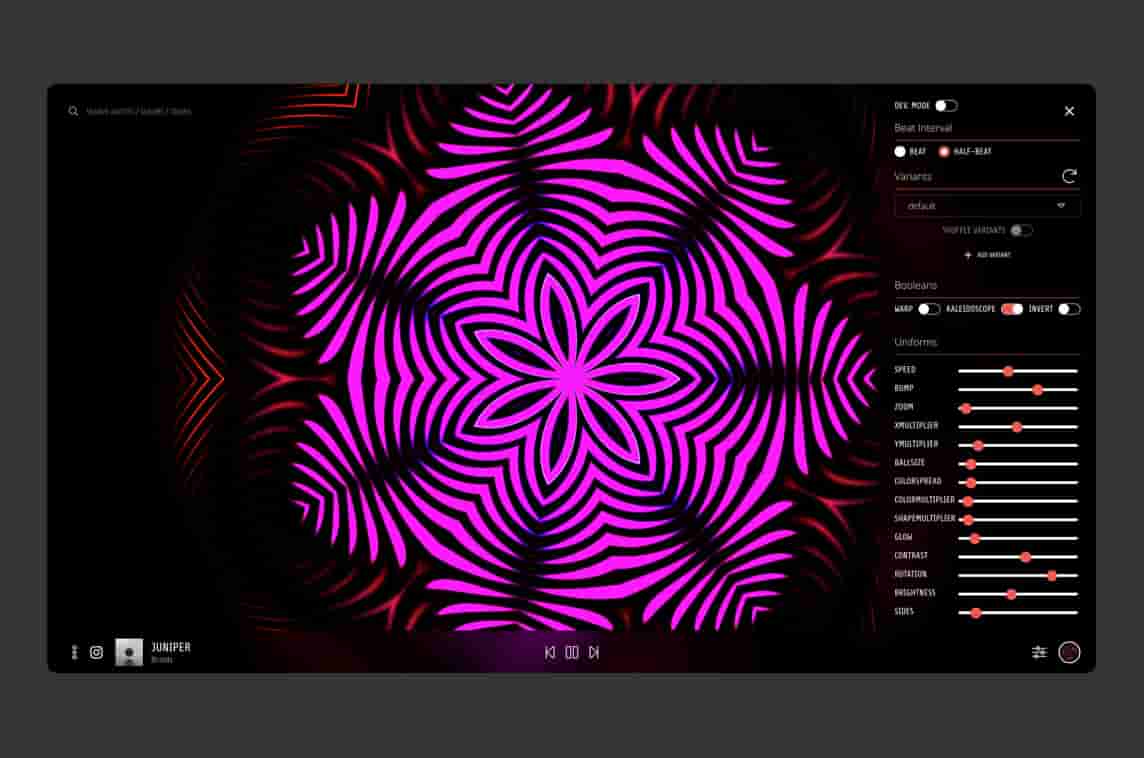 Kaleidosync WebGL Spotify Visualizer