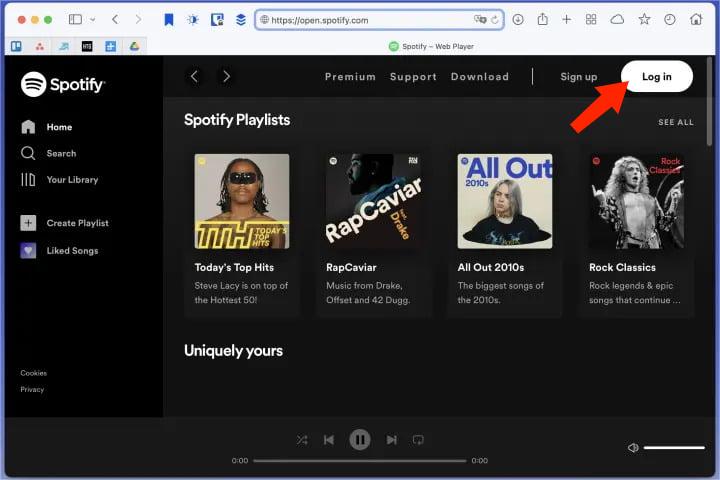 Mac 上的 Spotify 網絡播放器