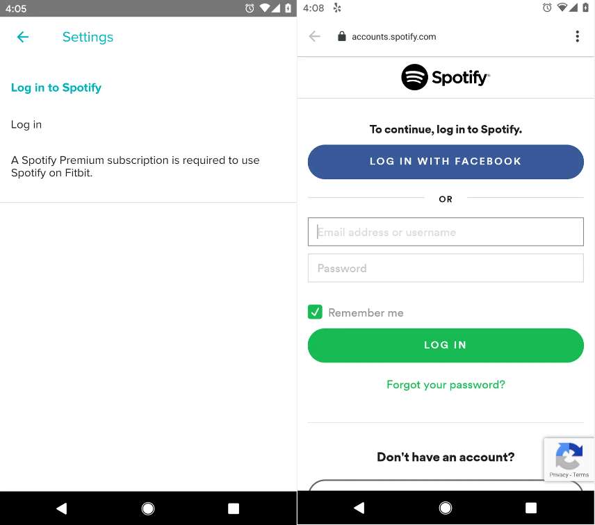 Log in op Spotify op Fitbit