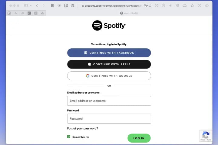 登錄 Spotify 網絡播放器