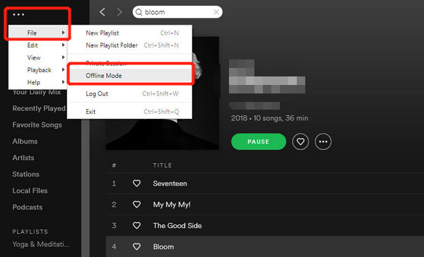 Offline-Modus auf Spotify