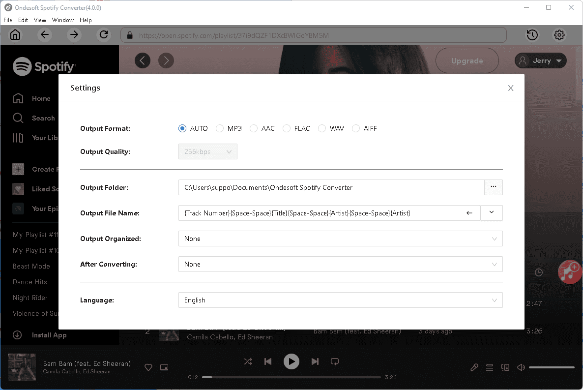 Ondesoft Spotify 음악 변환기