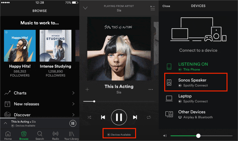 Воспроизведите Spotify на динамике Sonos