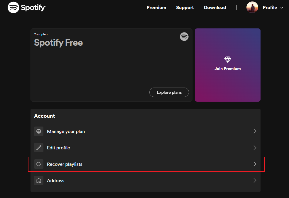 Spotify Account Overview Page