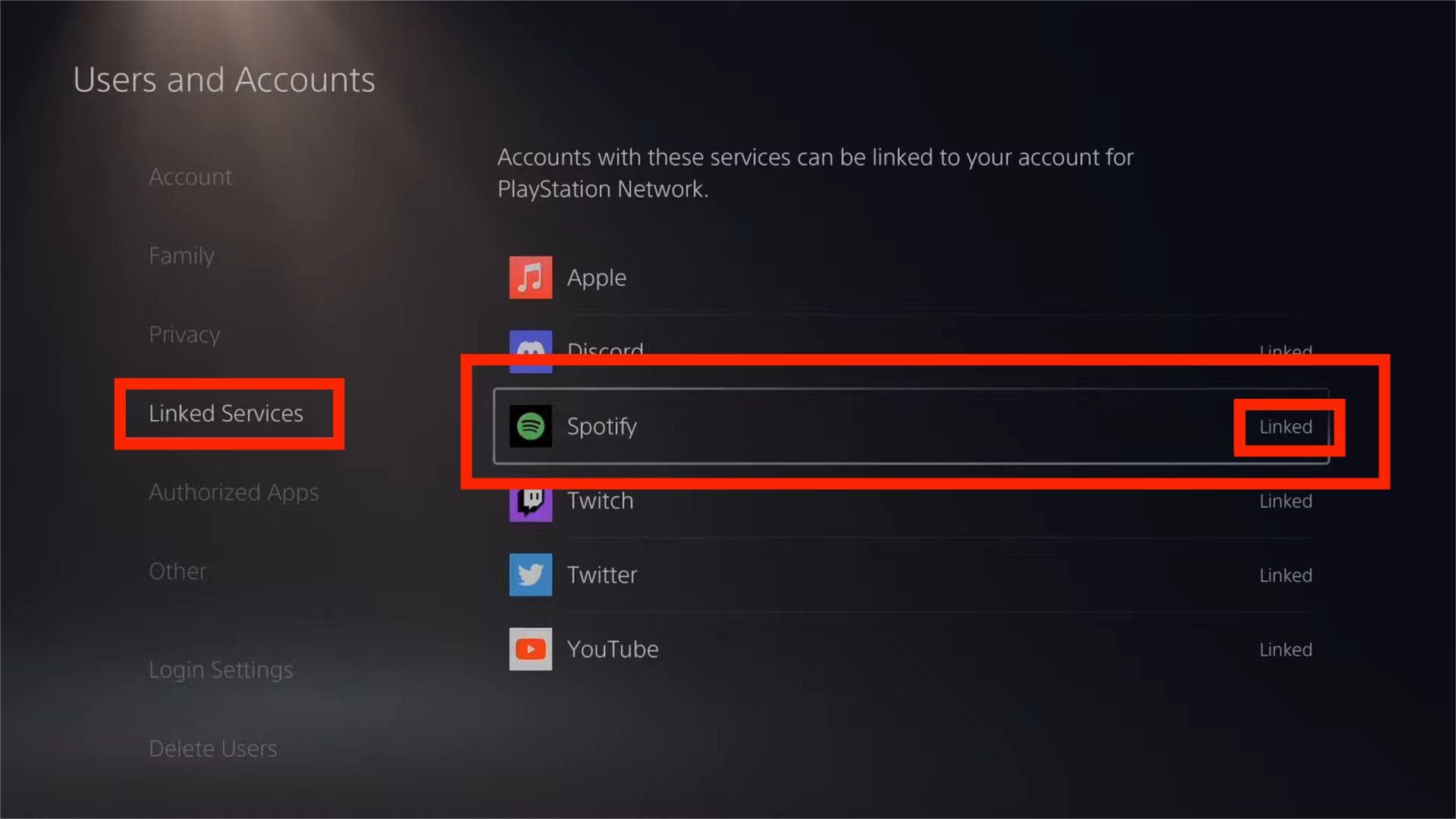 أعد توصيل حساب PS4 Spotify