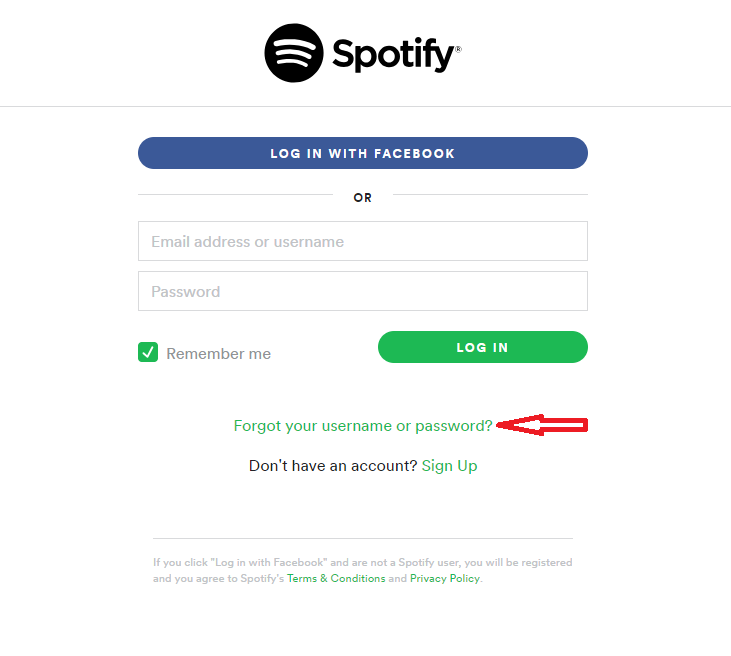 Recupero della tua password Spotify