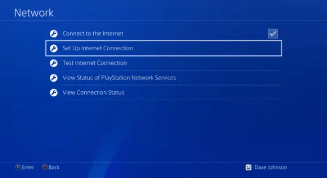 تحقق من اتصال الإنترنت لجهاز PS4