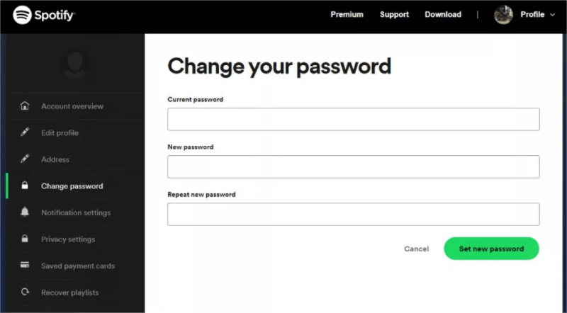 Reimposta la tua password Spotify