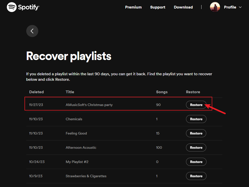 Recupera le playlist di Spotify