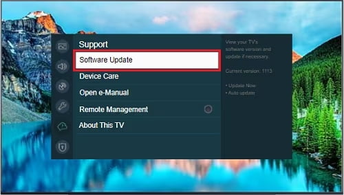 Aggiornamento software TV Samsung